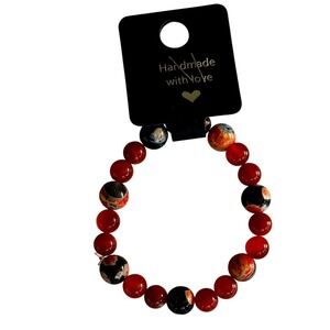 Red‎ Agate Beaded Bracelet Gemstone Bracelet Handmade with Love Jewelry